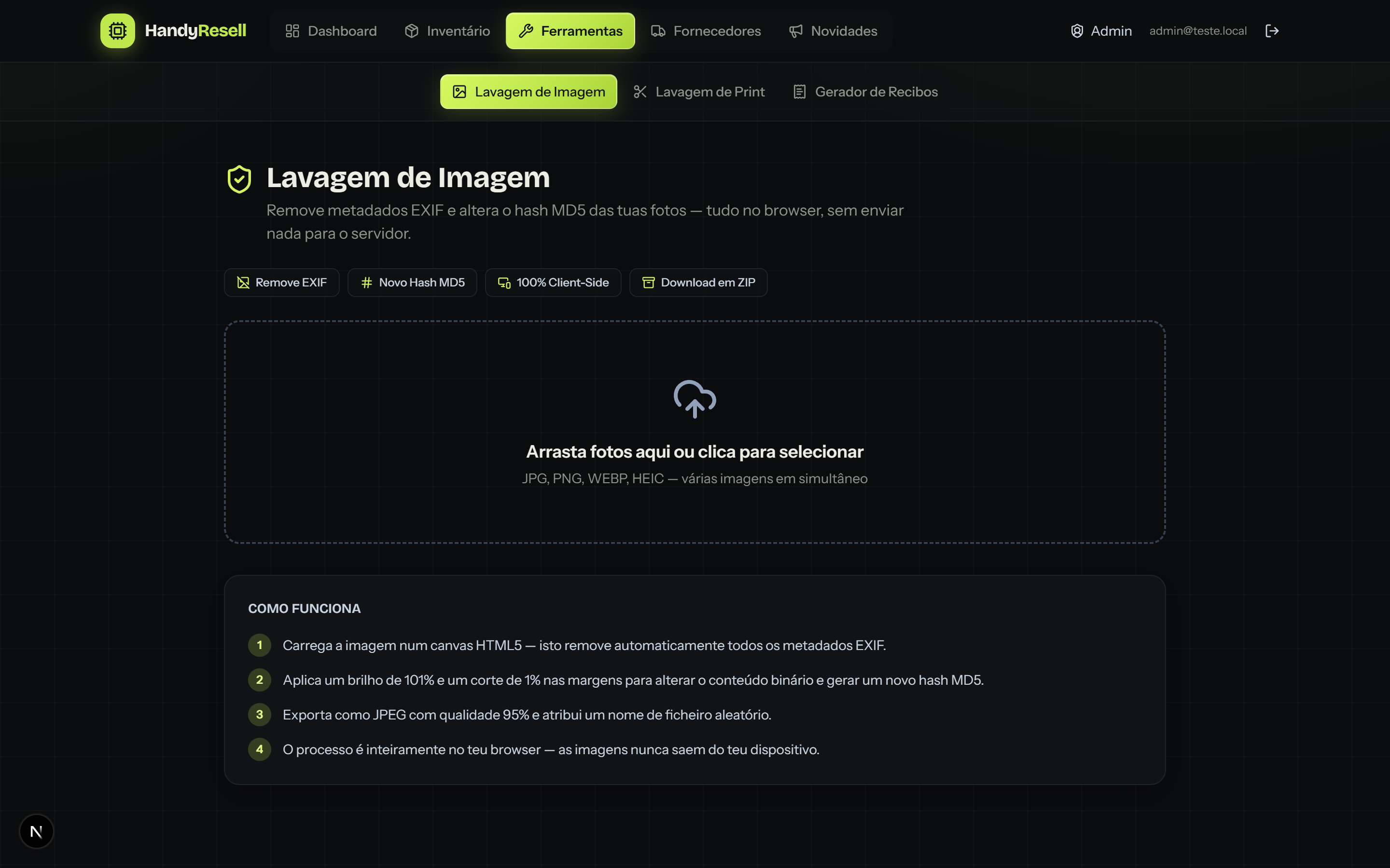 Ferramenta de lavagem de imagem